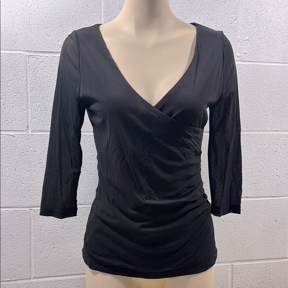 Unlisted Kenneth Cole production three-quarter sleeve V-neck with gather…​​​